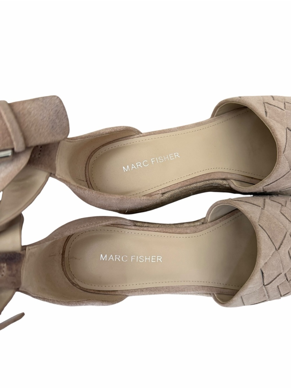 Marc Fisher Varin Tan Leather 3.5" Wedge Heel Platform Espadrilles Sandals 8.5 - Picture 8 of 14